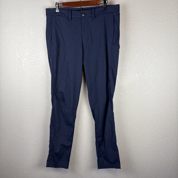 Lululemon Mens Commuter Pants Size 34x31 Navy Blue Golf Performance - Picture 1 of 8